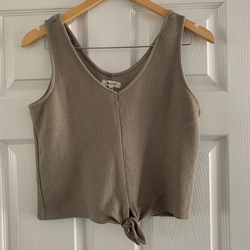 Madewell Taupe Knit Tie-Front Tank Top